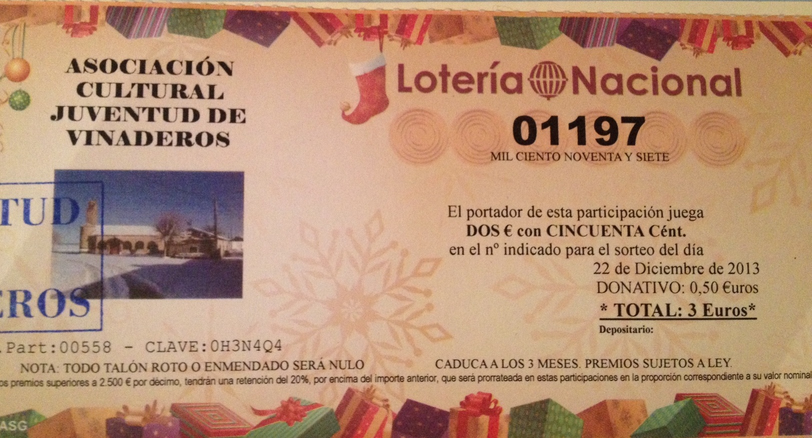 La Asociación Juventud de Vinaderos ya tiene el nº de loteria para estas navidades: 1197 Este año nos tiene que tocar... Mucha suerte!!
